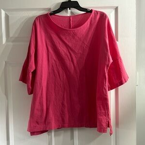 Pink linen quarter sleeve blouse
